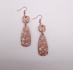 Rose Gold with Flower Pattern Dangle Earrings